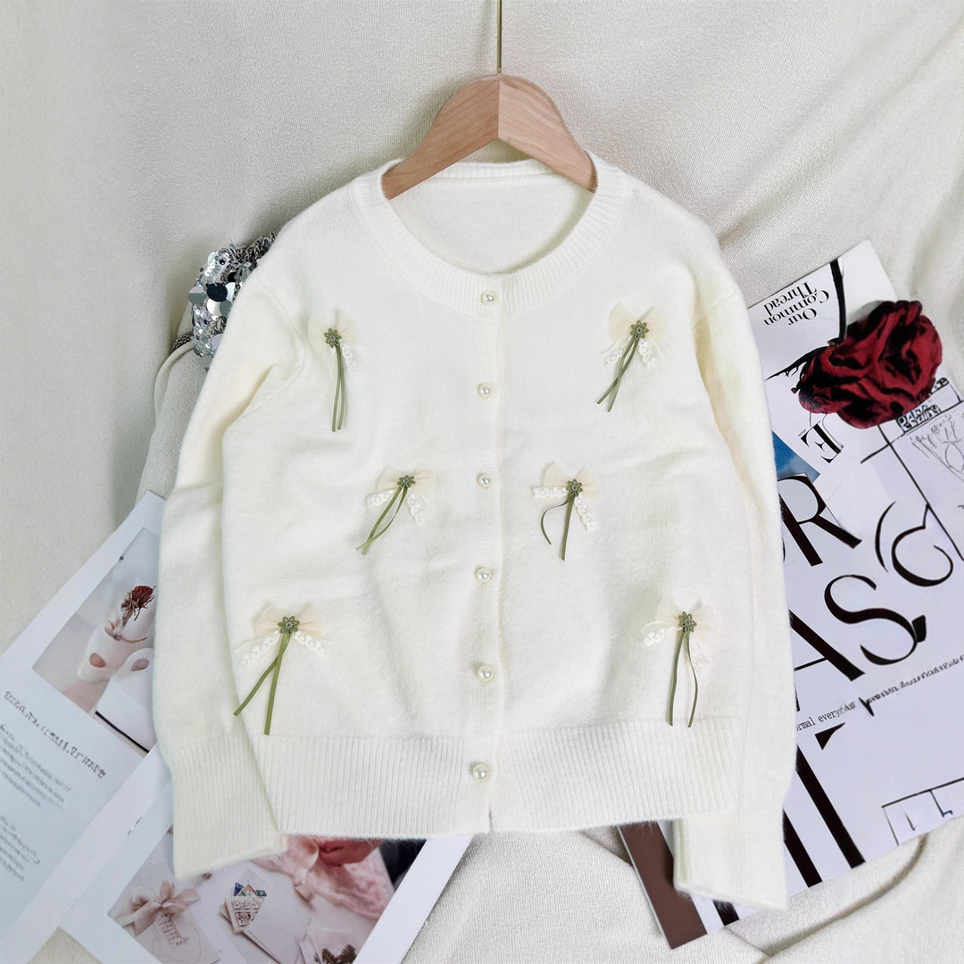 Damen Strickjacke mit filigranen Schleifen-Applikationen Drune
