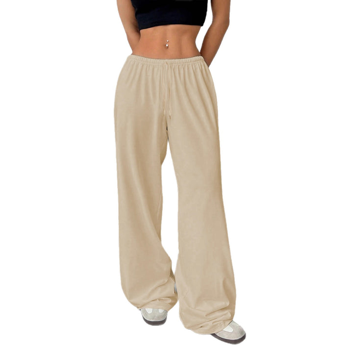 Damen nan weiter Highwaist Palazzo-Jogger mit elastischem Komfortbund, Kordelzug und seitlichen Eingrifftaschen Drune