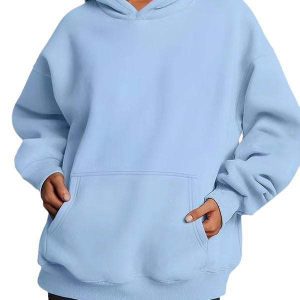 Damen nan extralanger Oversize-Kapuzenpullover im Boxy-Schnitt mit Kängurutasche und geripptem Abschluss Drune
