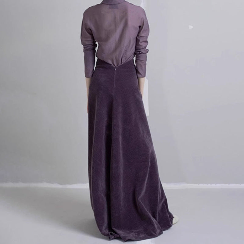 Damen eleganter Midirock aus hochwertigem Velours Drune