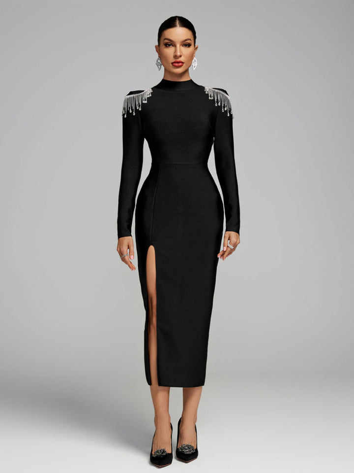 Damen Elegantes Abendkleid mit funkelnden Schulterdetails und figurbetontem Schnitt Drune