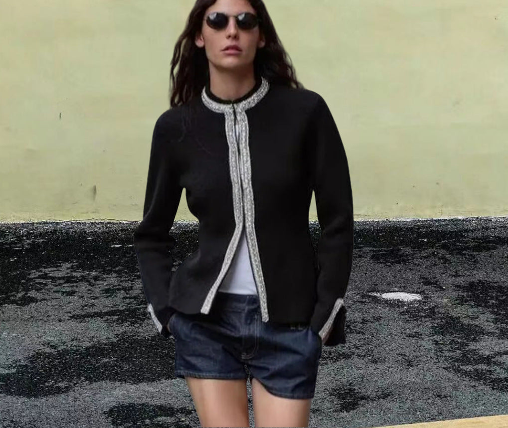 Damen Elegante Blazerjacke mit feinen Borte-Details Drune
