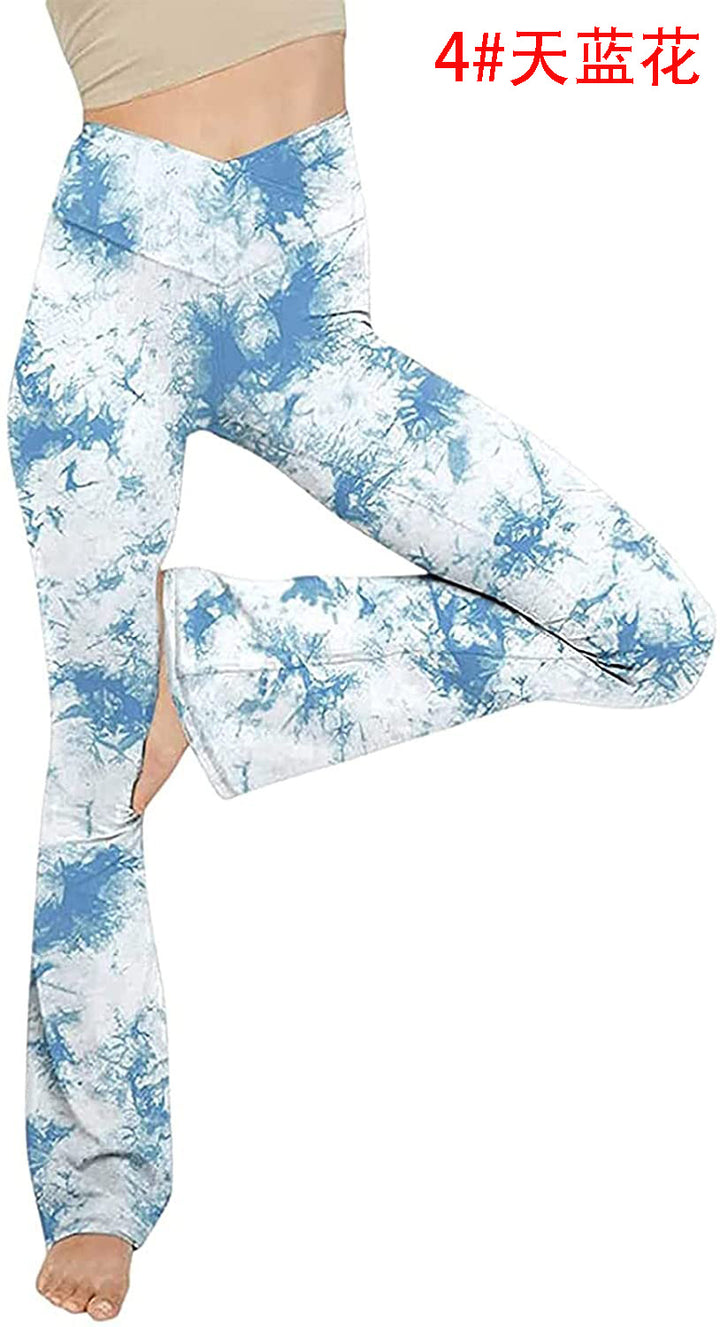 Damen nan taillenhohe Yogahose mit überkreuztem Bund und ausgestelltem Saum mit Schlitz Drune