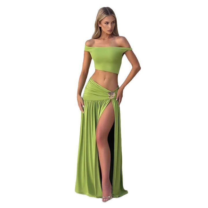 Damen Crop-Oberteil mit schulterfreiem Design und eleganter Drapierung Drune