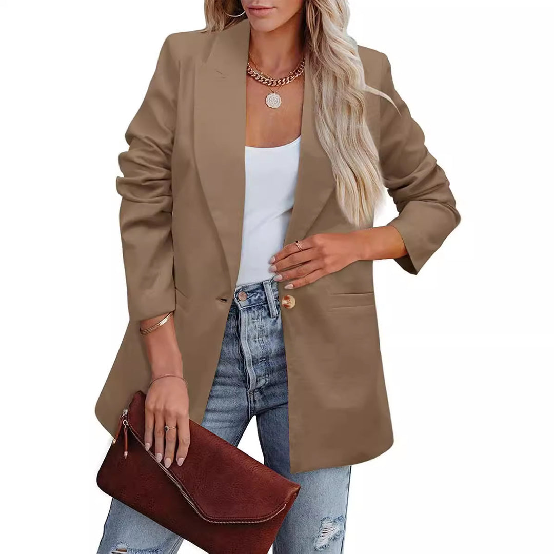 Damen Eleganter Freizeitblazer mit lässigem Schnitt und zwei Taschen Drune