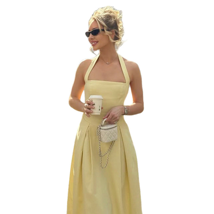 Damen Maxikleid mit elegantem Halterneck-Design und fließender Silhouette Drune