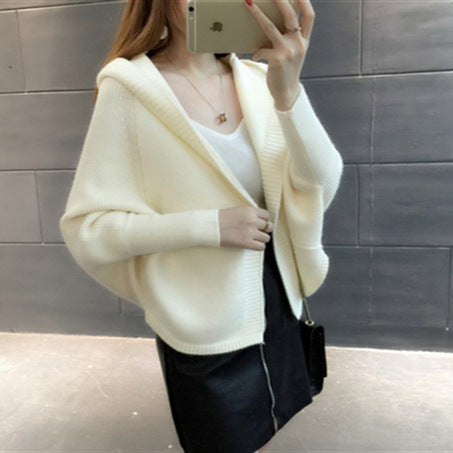 Damen stylischer und leichter Strickjacke mit Kapuze Drune