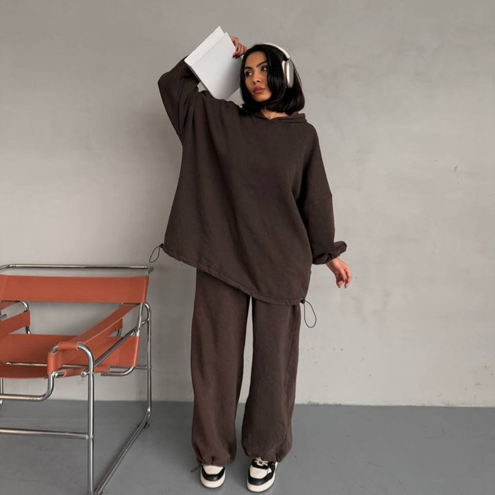 Damen lässiges Hoodie- und Hose-Set Drune