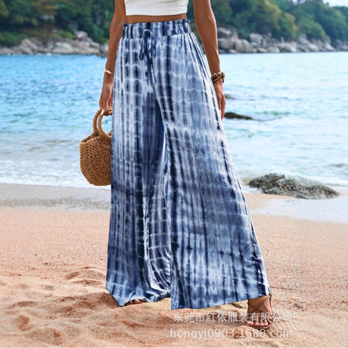 Damen Weit geschnittene Sommerhose mit elastischem Bund und einzigartigem Batikmuster Drune