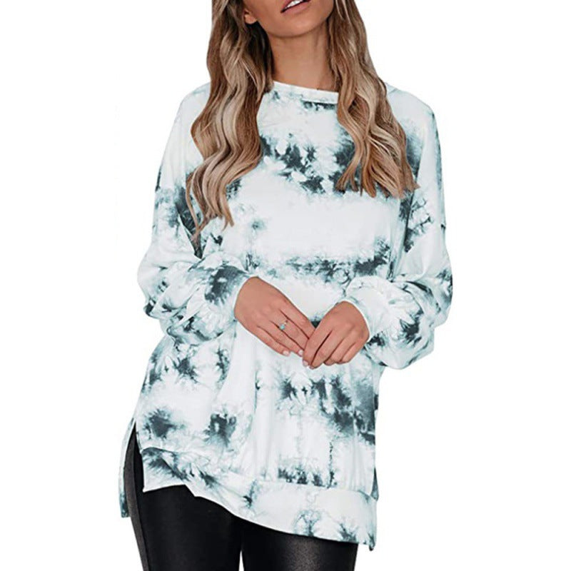 Damen lässiger Oversized Pullover mit modernem Batikdesign Drune
