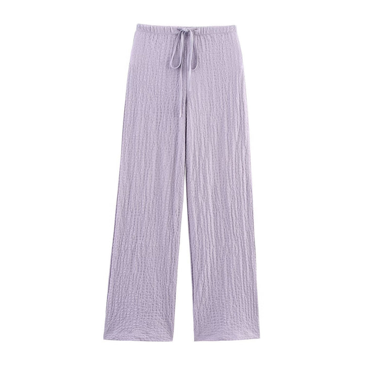 Damen nan leichte Crinkle-Loungebuxe mit weitem Bein und Tunnelzug Drune