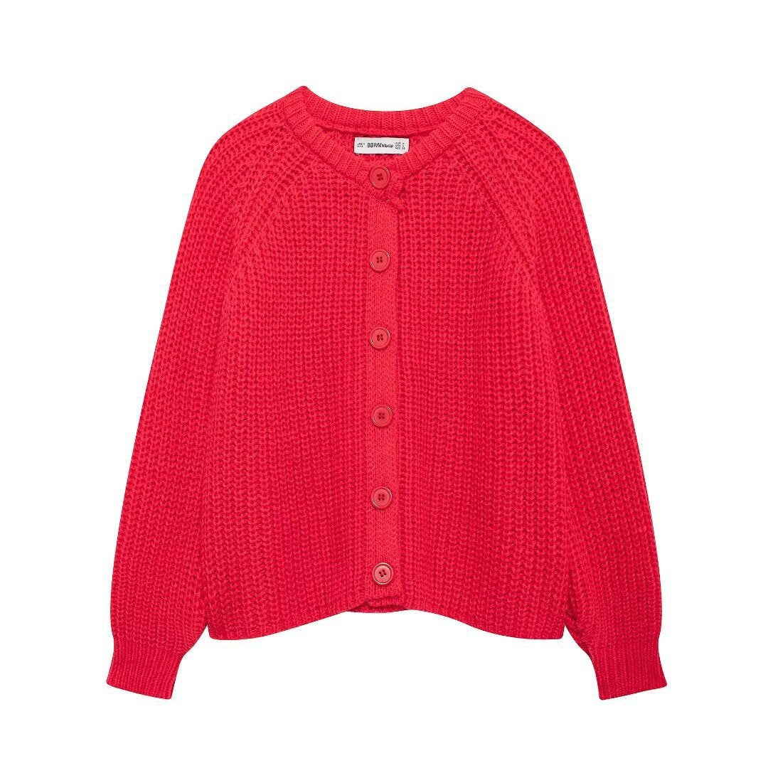 Damen nan grob gestrickte Raglan-Cardigan mit Ballonärmeln und durchgehender Knopfleiste Drune