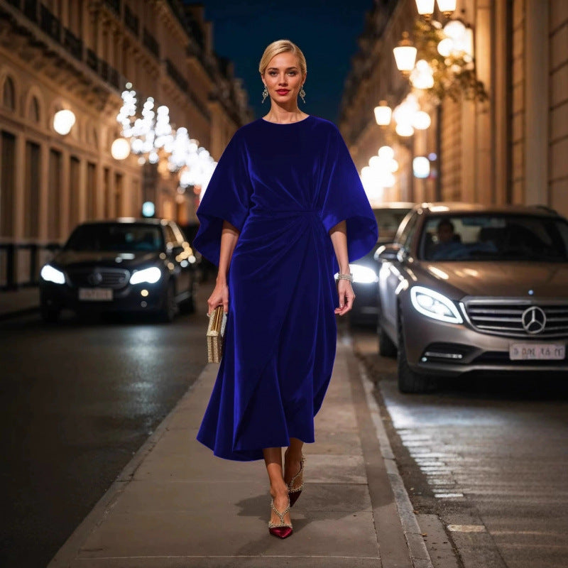 Damen Abendkleid im eleganten Samt-Design mit voluminösen Ärmeln und taillierter Silhouette Drune
