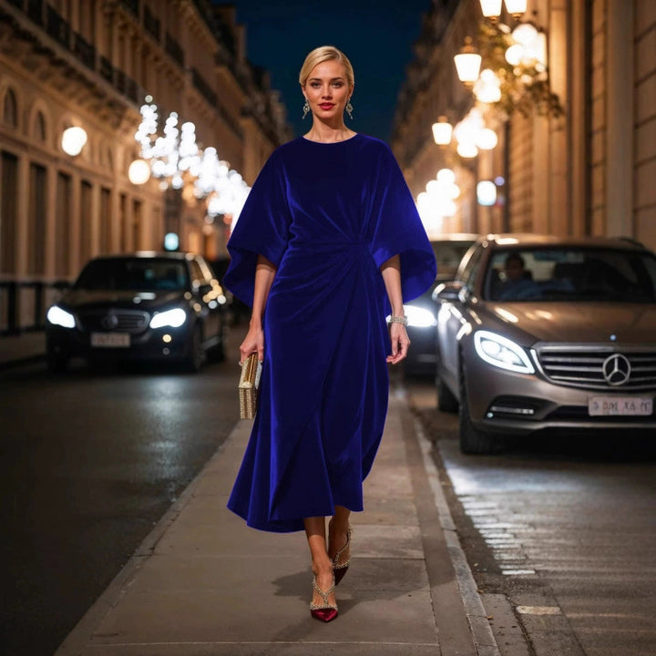 Damen Abendkleid im eleganten Samt-Design mit voluminösen Ärmeln und taillierter Silhouette Drune