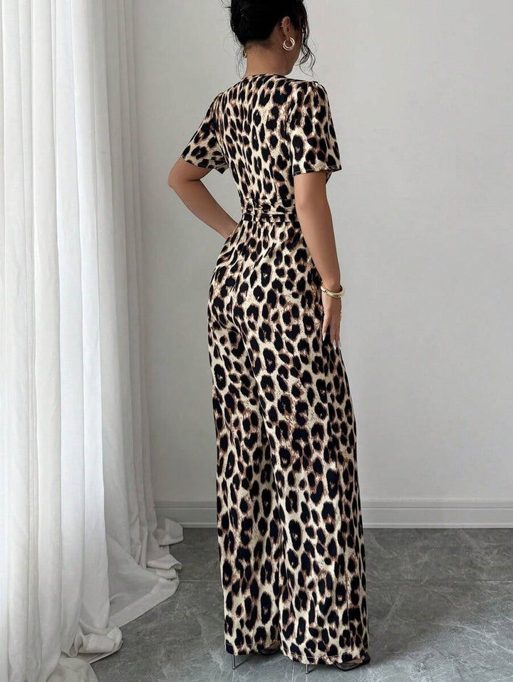 Drune | Sommer Overall Gebunden Hohe Taille Leopardenmuster Overall