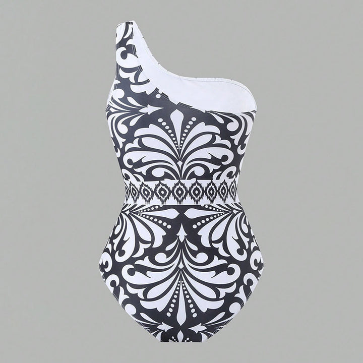 Damen einteiliger Badeanzug mit farbenfrohem Druck und passender Palazzo-Hose Drune