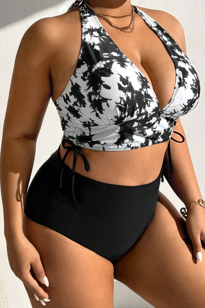 Damen Hochgeschnittener Bikini mit floralem Muster Drune