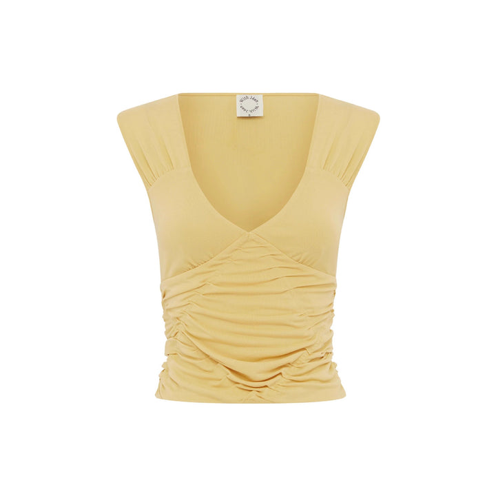 Damen Wickel-Top mit Raffungen Drune