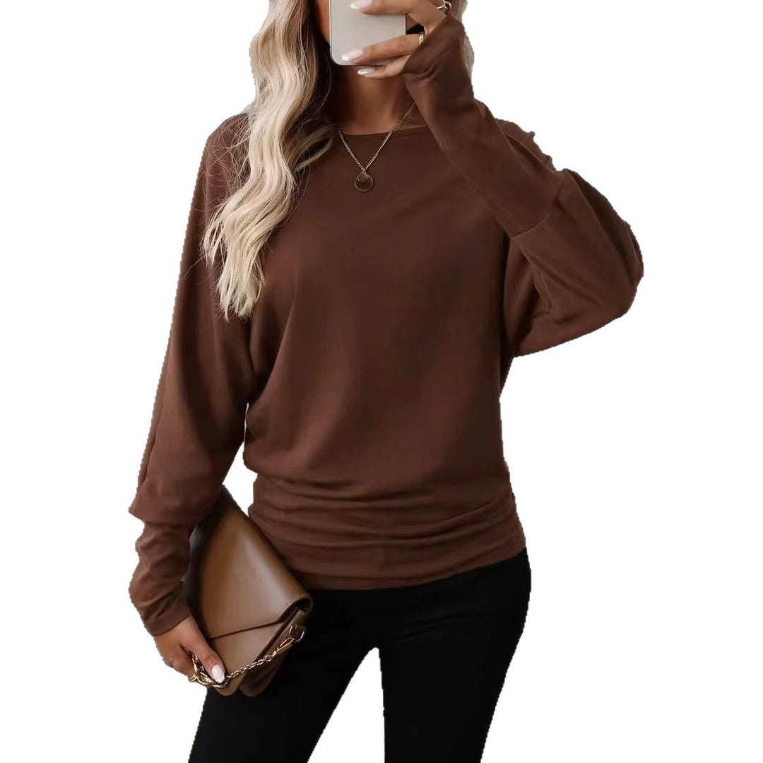 Damen Lässiges Langarmshirt mit weitem Schnitt und eleganter Silhouette Drune