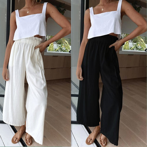 Damen Weite Sommerhose mit elastischem Bund und stilvollem Schnitt Drune