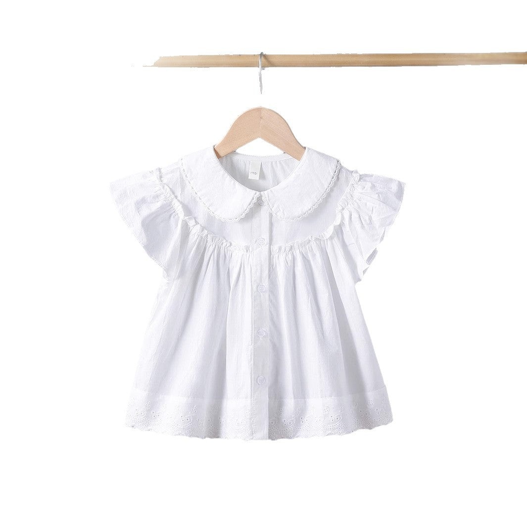 Mädchen Bluse mit eleganten Rüschenärmeln und klassischem Kragen Drune