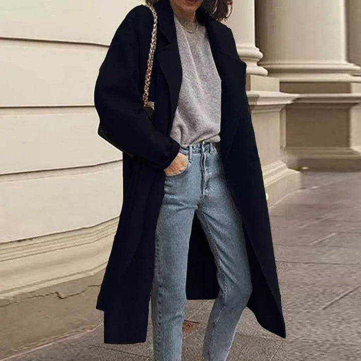 Damen Oversized Wollmantel mit klassischem Revers und modischem Schnitt Drune