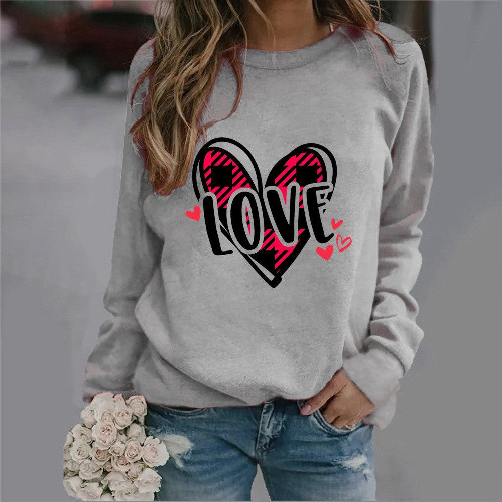 Damen Sweatshirt mit kreativem Herzdesign und lässigem Schnitt Drune