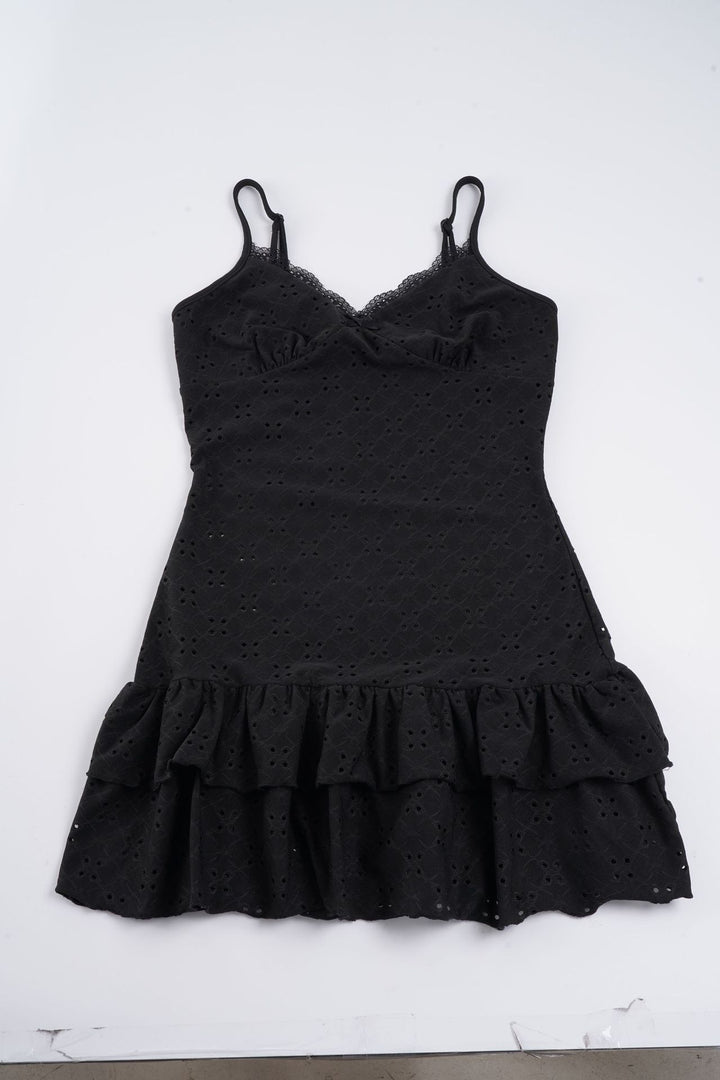 Damen Spitzentop mit voluminösem Rüschensaum und verstellbaren Trägern Drune