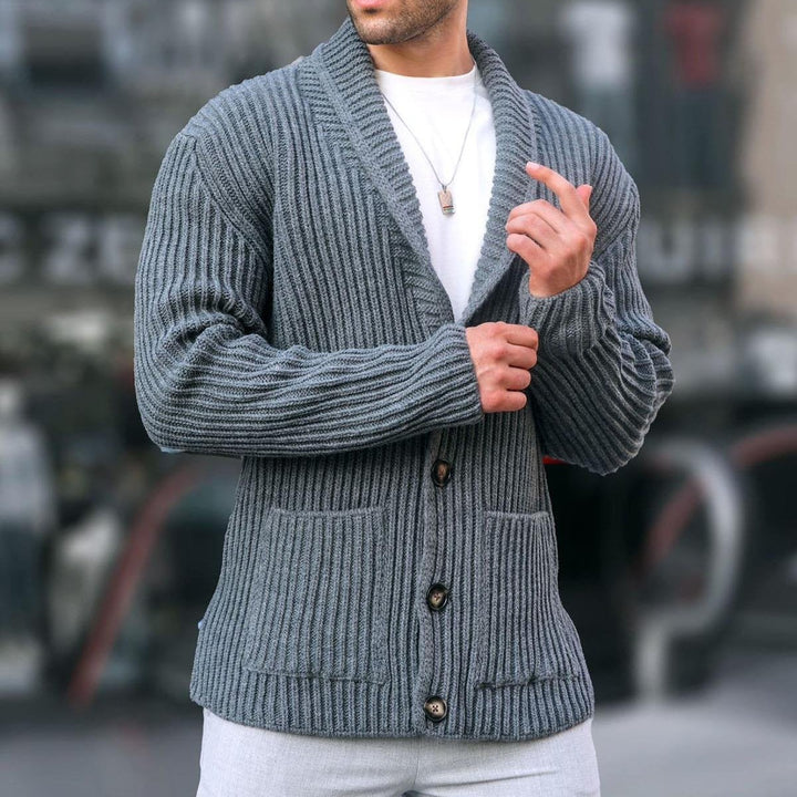 Herren Strickjacke mit tiefem Ausschnitt und knöpfen Drune