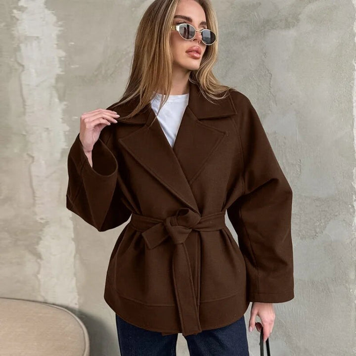 Damen Modische Wickeljacke aus hochwertigem Material mit taillierbarem Gürtel Drune