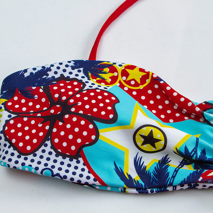 Damen Bandeau-Bikini mit floralem Muster und rutschfestem Design Drune