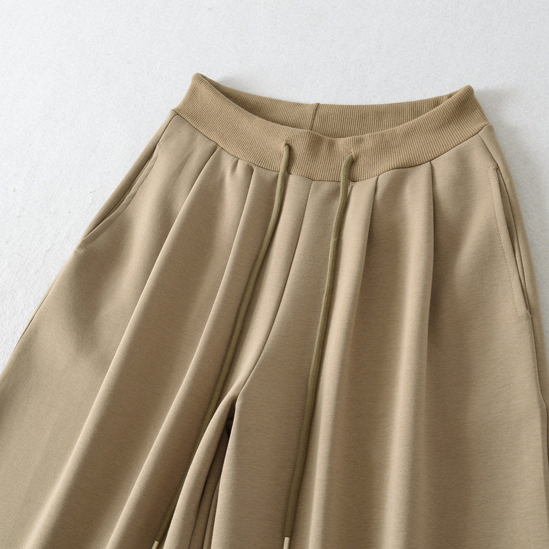 Damen Weite Lounge-Hose mit elastischem Bund und Kordelzug Drune