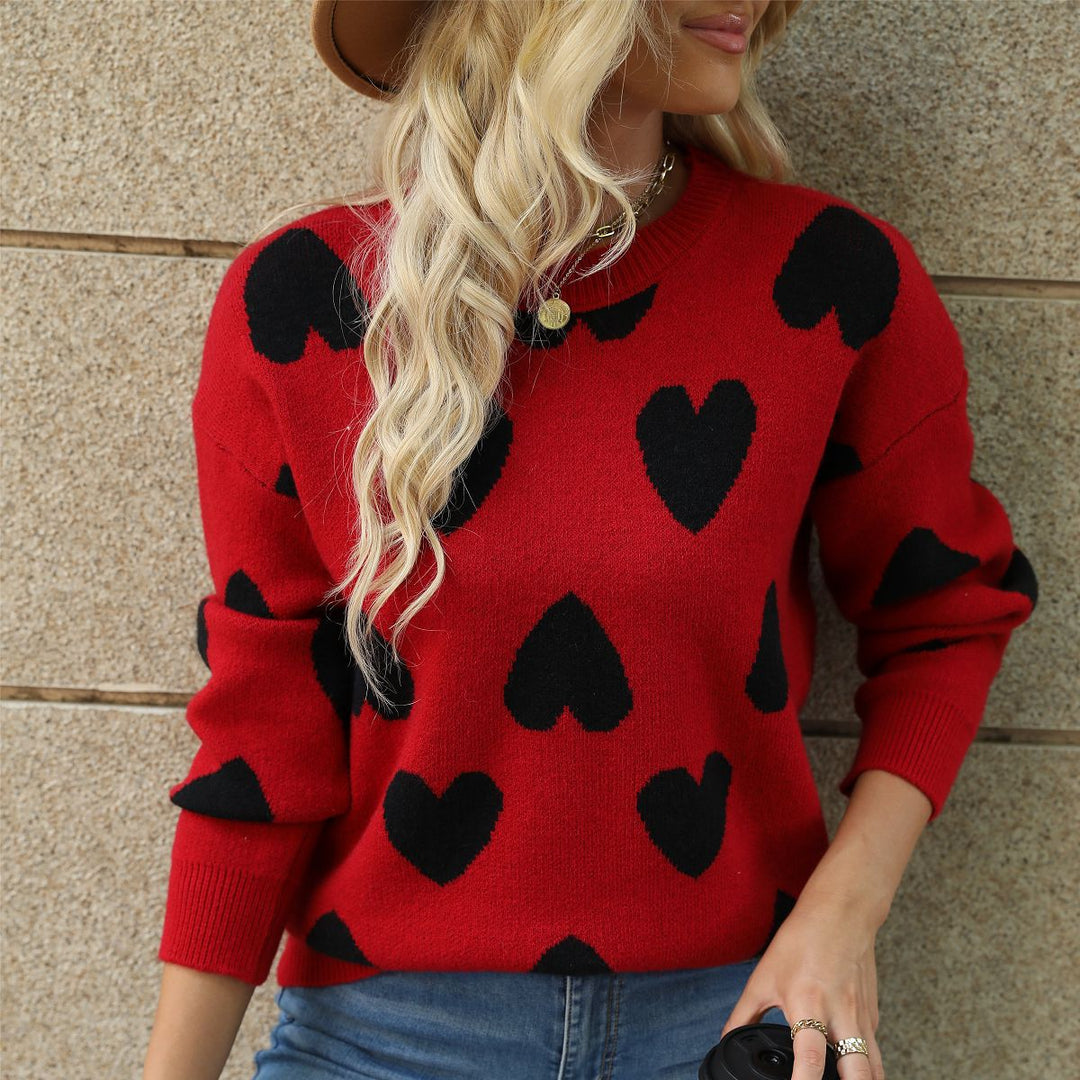 Damen Pullover mit Herzmotiv und lässigem Schnitt Drune