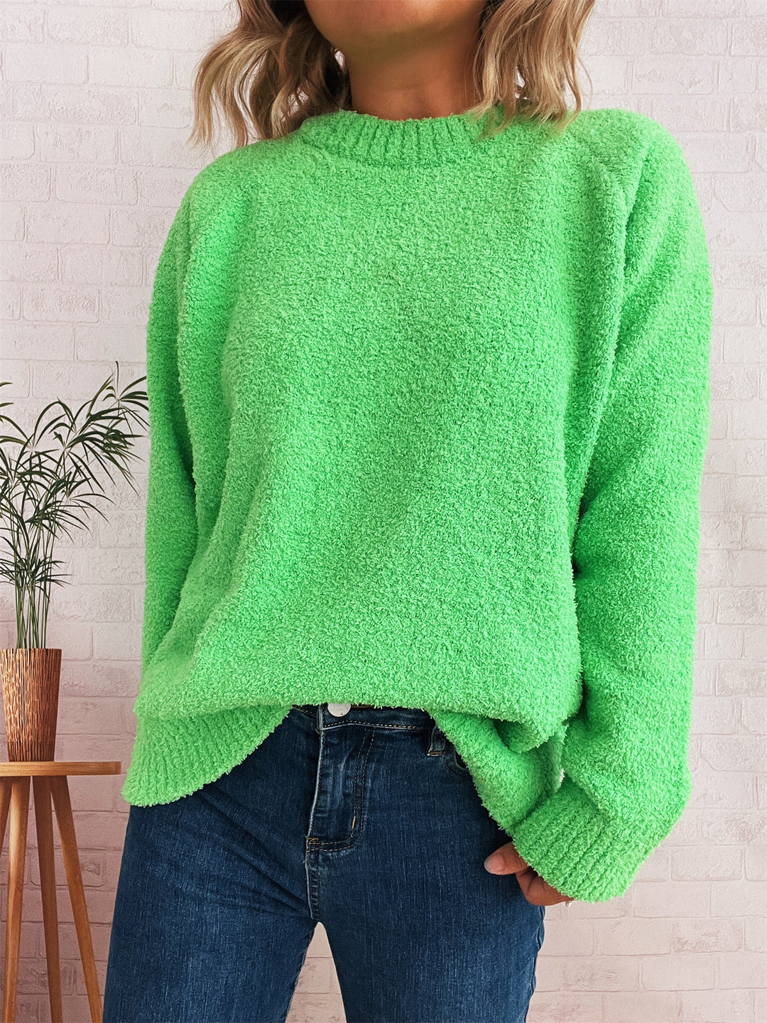 Damen wärmender Strickpullover mit lässigem Schnitt und strukturiertem Design Drune