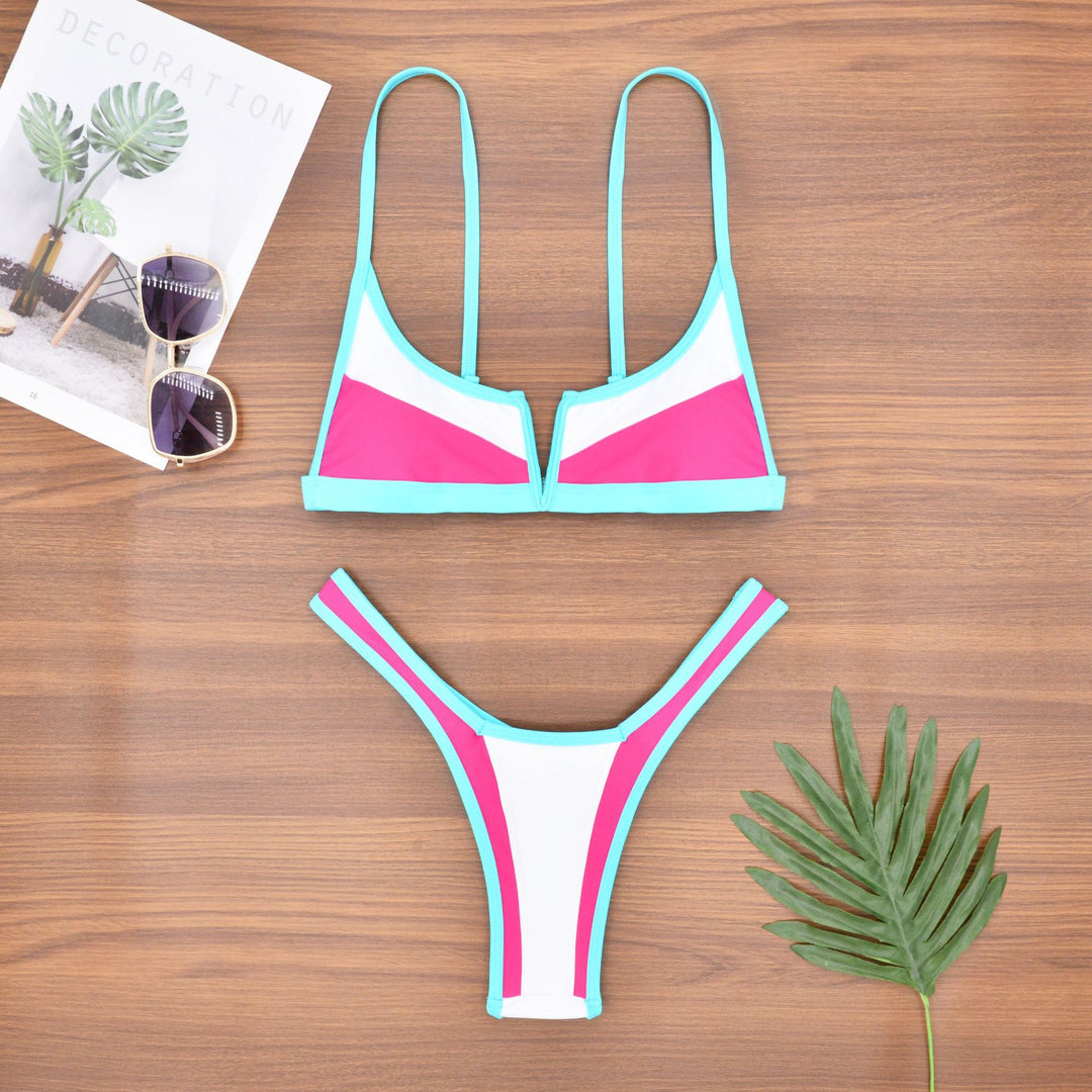 Damen Bikiniset mit modernem V-Ausschnitt und figurformenden Akzenten Drune