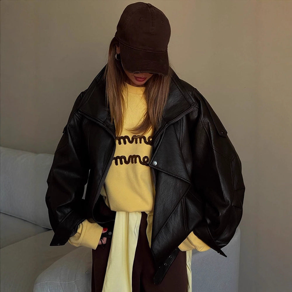 Damen oversized Lederjacke Drune