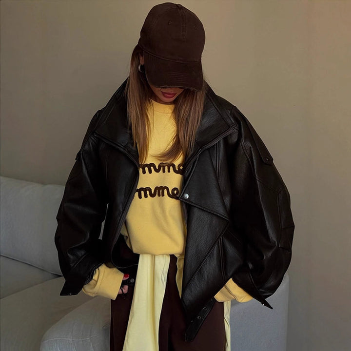 Damen oversized Lederjacke Drune