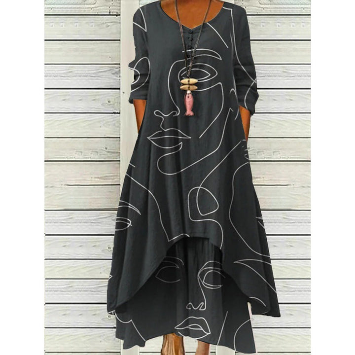 Drune | Maxikleid mit Langen Ärmeln und Knopfverschluss