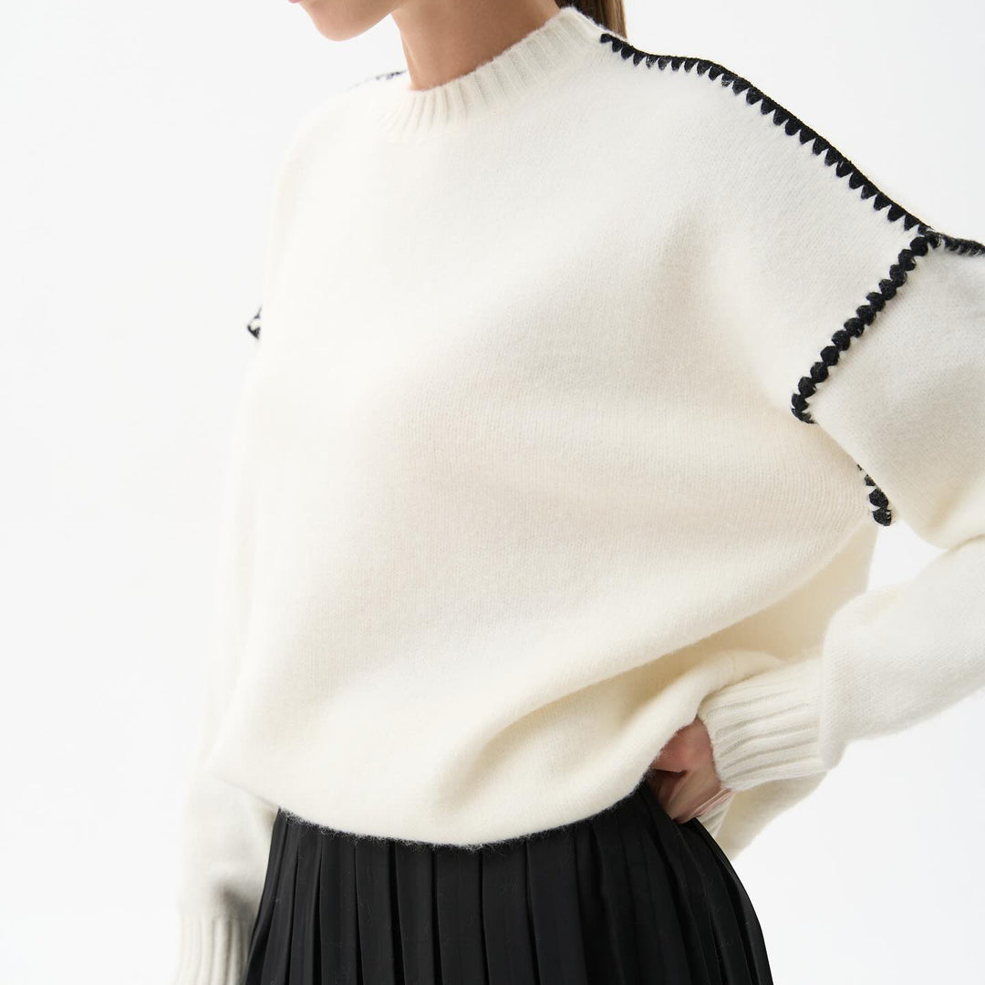 Damen eleganter Strickpullover mit einzigartigen Rippstrukturen und modischen Akzenten Drune