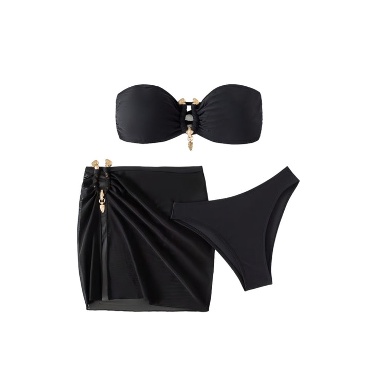 Damen Bandeau-Bikini Set mit eleganter Rock-Overlay Drune