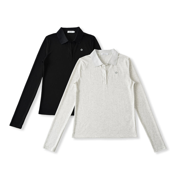 Damen Langarm-Polohemd mit modernem Kragen und hochqualitativem Materialmix Drune