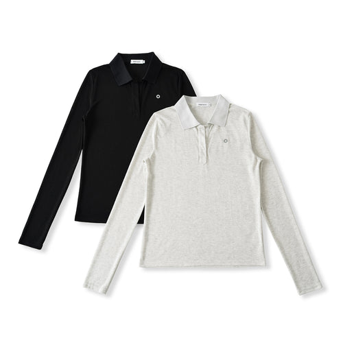 Damen Langarm-Polohemd mit modernem Kragen und hochqualitativem Materialmix Drune