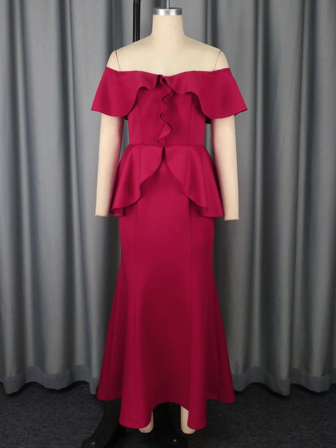 Damen elegantes Abendkleid mit schulterfreiem Design und voluminösem Saum Drune