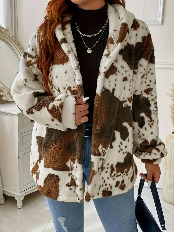 Damen Kuschelige Tierfell-Jacke im oversized Schnitt Drune