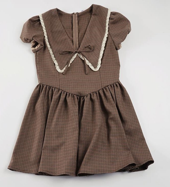 Damen Vintage-Folklore Kleid mit voluminösen Ärmeln und dekorativem Kragen Drune
