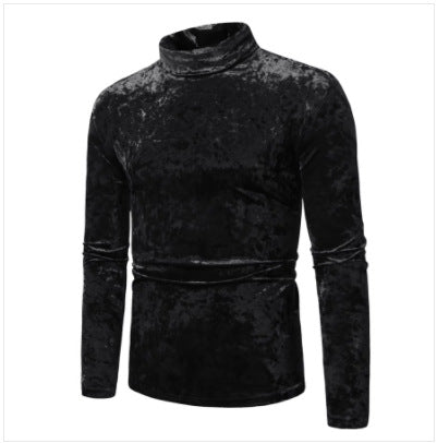 Herren eleganter Rollkragenpullover aus luxuriösem Samtstoff Drune