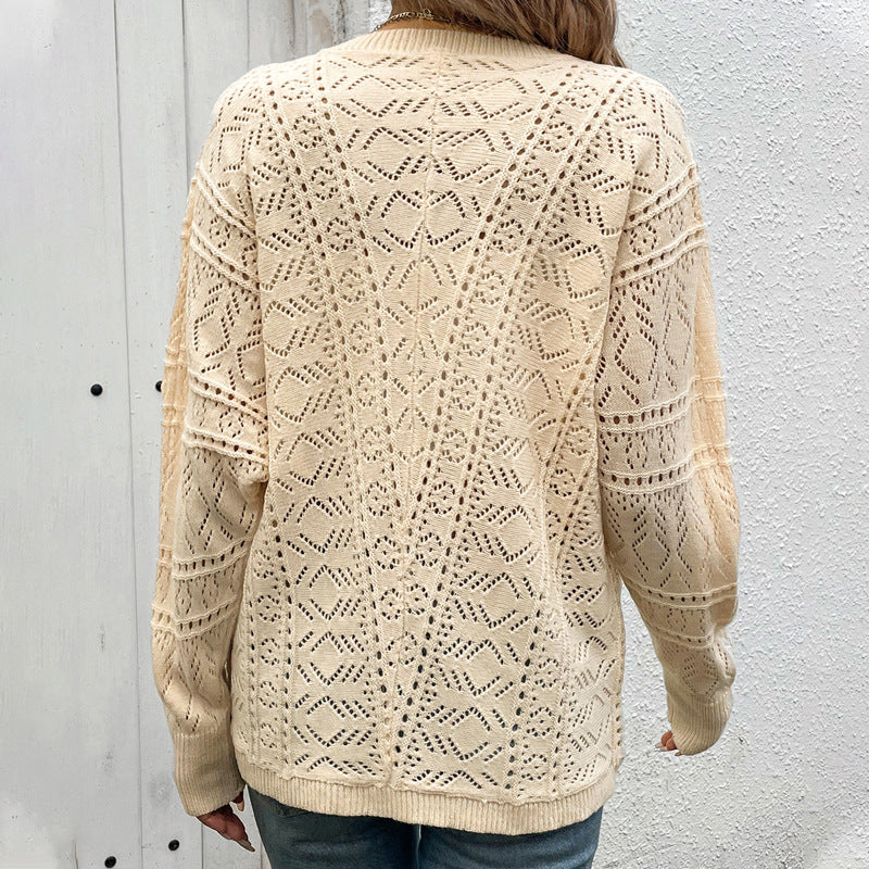 Damen Strickjacke mit romantischem Spitzenmuster Drune