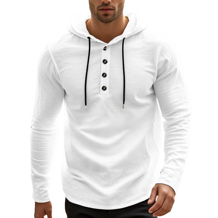Herren lässiges Langarm-Hoodie-Shirt mit Knopfdetails und praktischen Taschen Drune