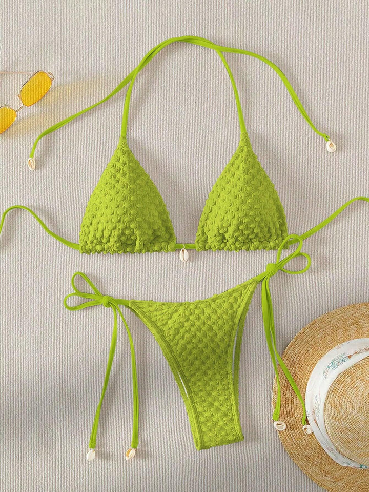 Damen Triangle-Bikini mit strukturiertem Material und zarten Bindebändern Drune
