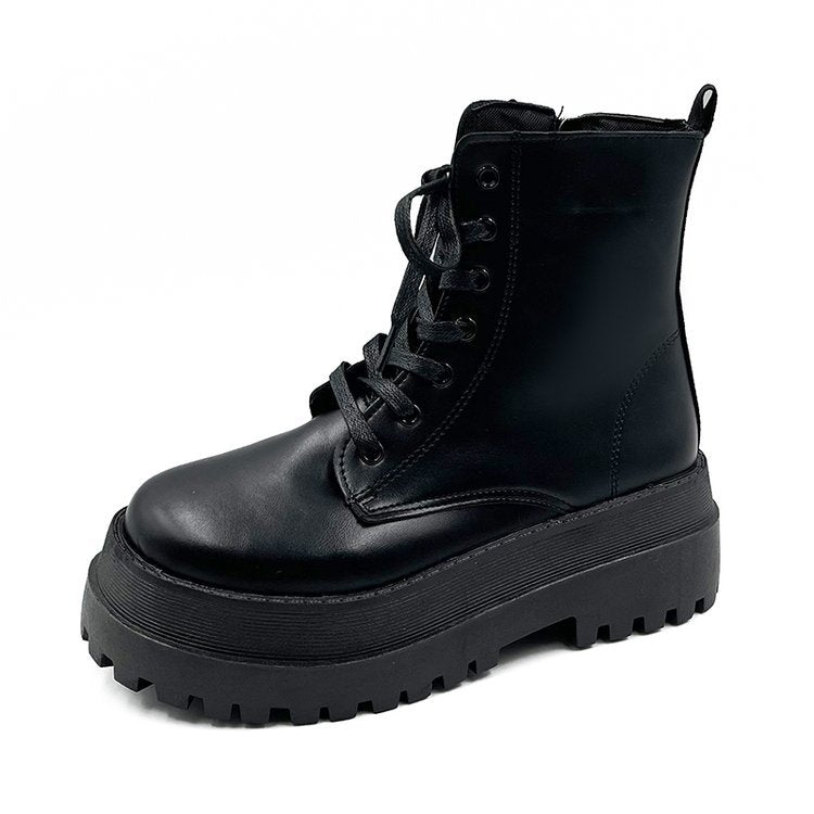 Damen Schnürstiefel mit robuster Plateausohle und elegantem Obermaterial Drune